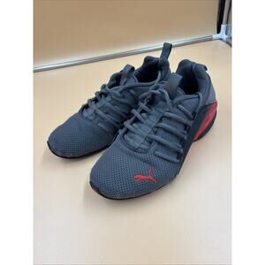 Puma Axelion Kids Little Kid Size 6C Gray High-Risk Red Running Shoe Used